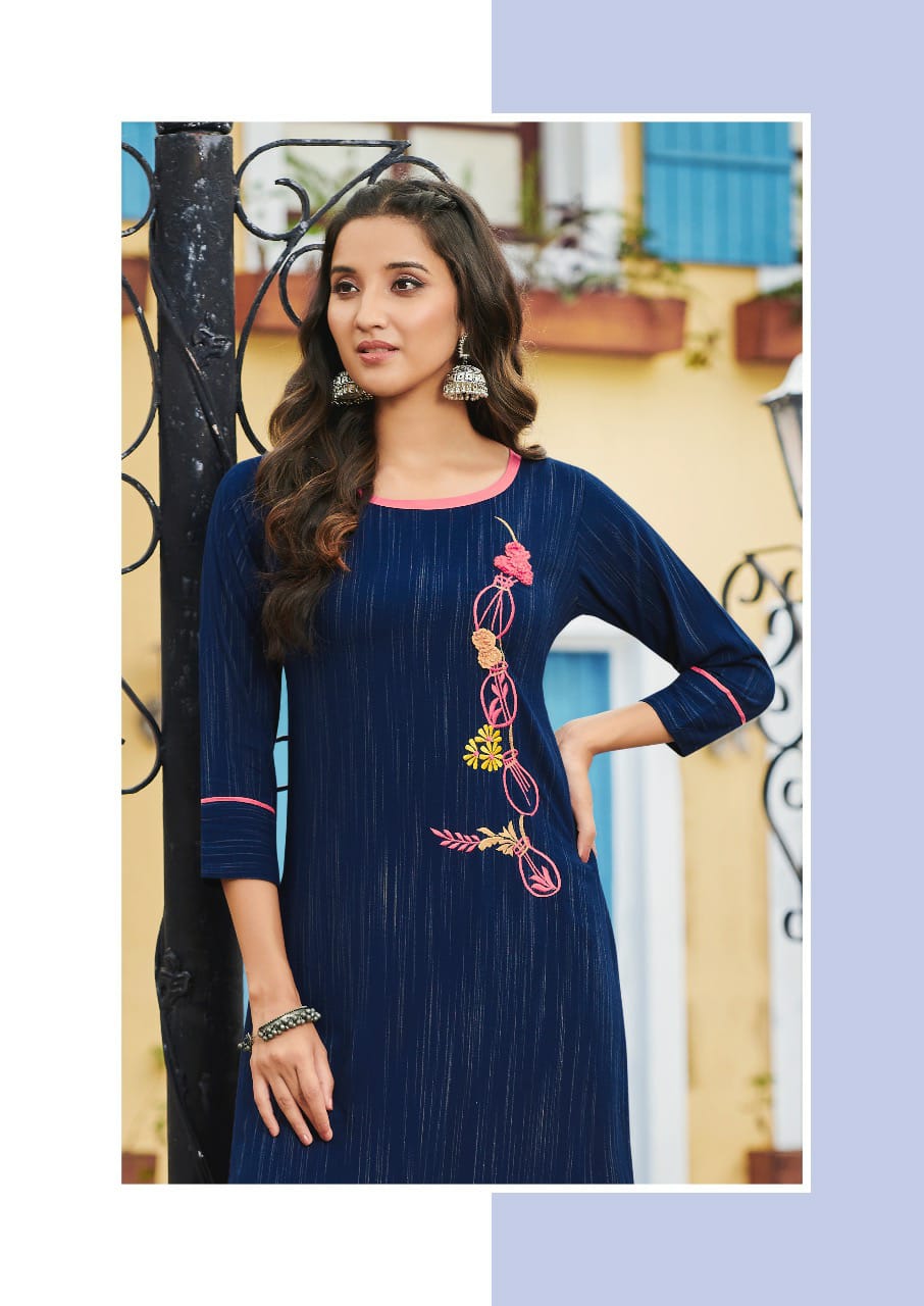 RANGJYOT PARIN VOL-3 Lateat fancy Festive Wear Heavy slub Rayon Dori With Gold Print Kurtis With Bottom Collection